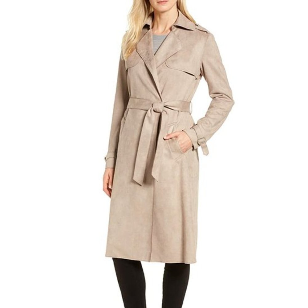 Tahari Suede Trench Coat - Women